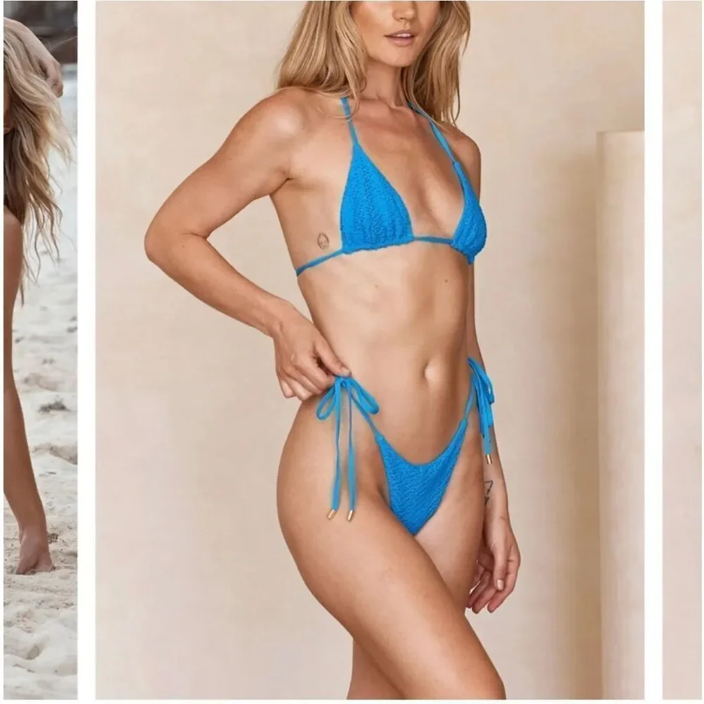 ✨Monday Swimwear Palma Sz Large Blue Bottom - Ride the Wave Crochet✨